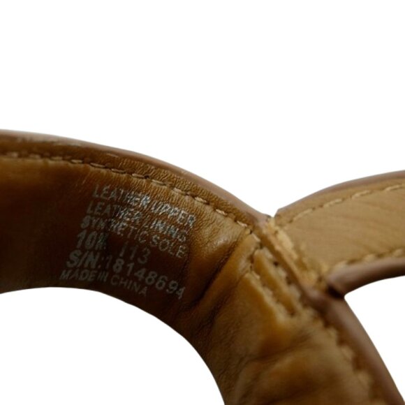 TORY BURCH~Everly~TAN LEATHER GOLD REVA LOGO FLAT THONG SANDALS SHOES~SIZE 10 - Picture 6 of 7